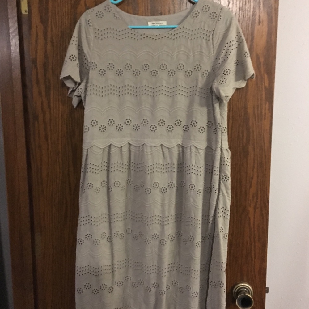 Gray Eyelet Midi Dress